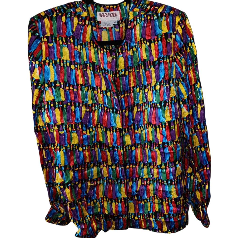 Maggy London Vintage 100% silk blouse TheNordstrom Multi-Color NWT